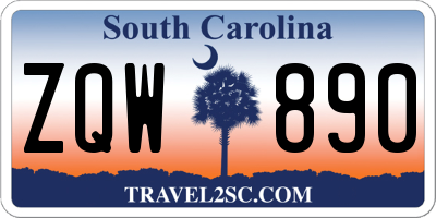 SC license plate ZQW890