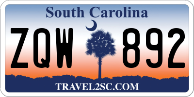 SC license plate ZQW892