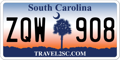 SC license plate ZQW908