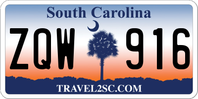 SC license plate ZQW916