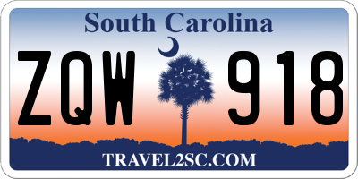 SC license plate ZQW918
