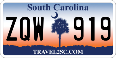 SC license plate ZQW919