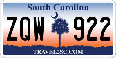 SC license plate ZQW922