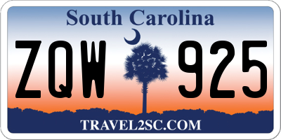 SC license plate ZQW925