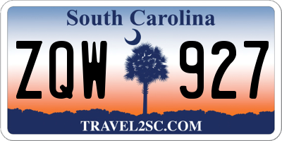 SC license plate ZQW927