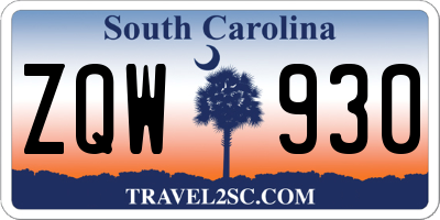 SC license plate ZQW930
