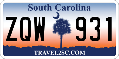SC license plate ZQW931