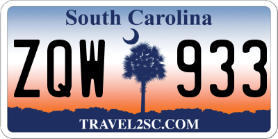 SC license plate ZQW933