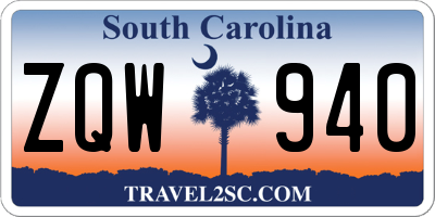 SC license plate ZQW940