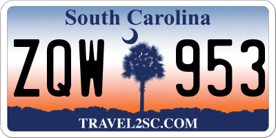 SC license plate ZQW953