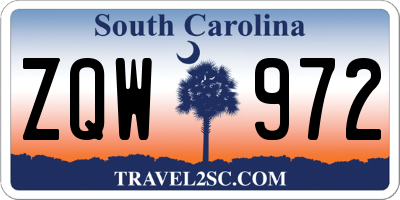 SC license plate ZQW972