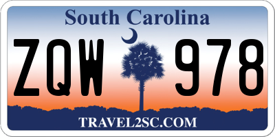 SC license plate ZQW978