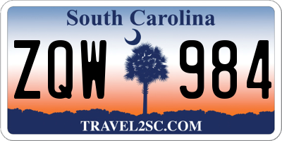 SC license plate ZQW984