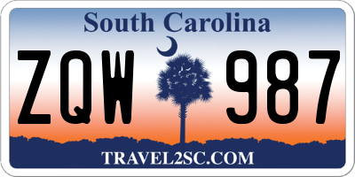 SC license plate ZQW987