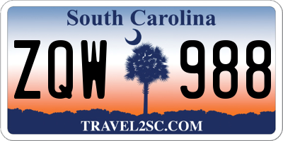 SC license plate ZQW988
