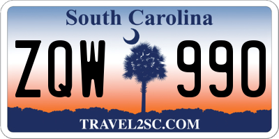 SC license plate ZQW990