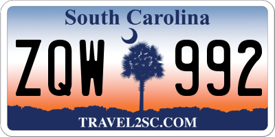 SC license plate ZQW992