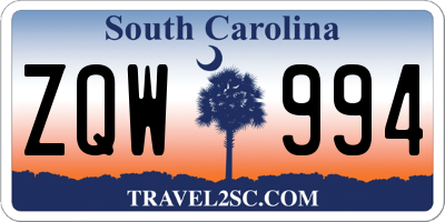 SC license plate ZQW994