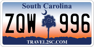 SC license plate ZQW996