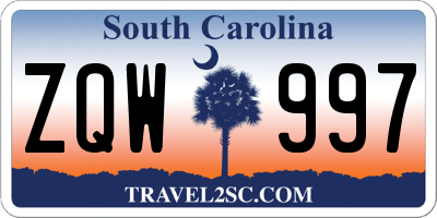 SC license plate ZQW997