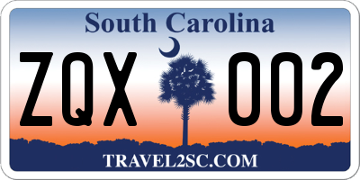 SC license plate ZQX002