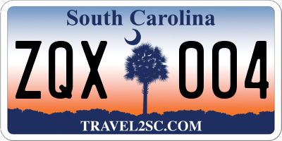 SC license plate ZQX004
