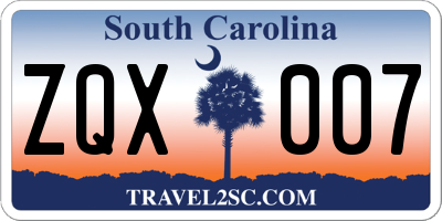 SC license plate ZQX007