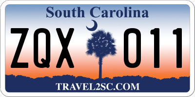 SC license plate ZQX011