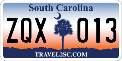 SC license plate ZQX013