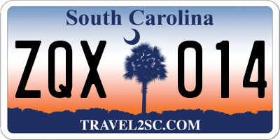 SC license plate ZQX014