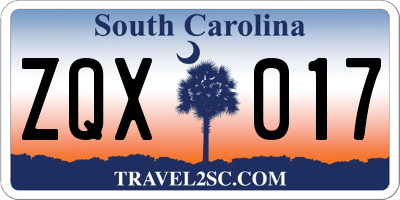 SC license plate ZQX017