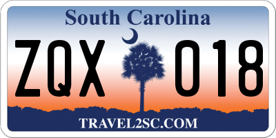 SC license plate ZQX018