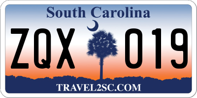 SC license plate ZQX019