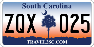 SC license plate ZQX025