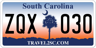 SC license plate ZQX030