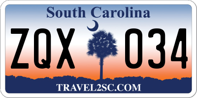 SC license plate ZQX034