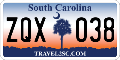 SC license plate ZQX038