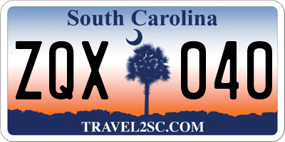 SC license plate ZQX040
