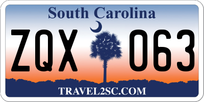 SC license plate ZQX063