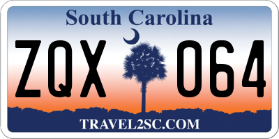 SC license plate ZQX064