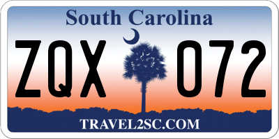 SC license plate ZQX072