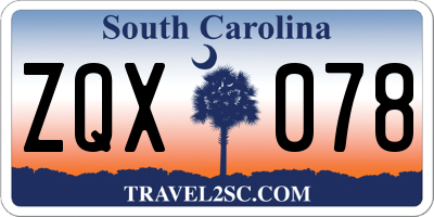 SC license plate ZQX078