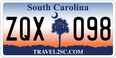 SC license plate ZQX098