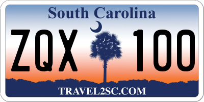 SC license plate ZQX100