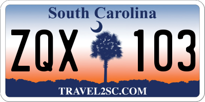 SC license plate ZQX103