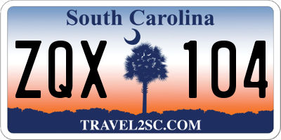 SC license plate ZQX104
