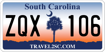 SC license plate ZQX106