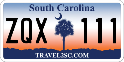 SC license plate ZQX111
