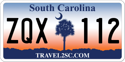 SC license plate ZQX112