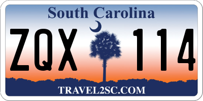 SC license plate ZQX114